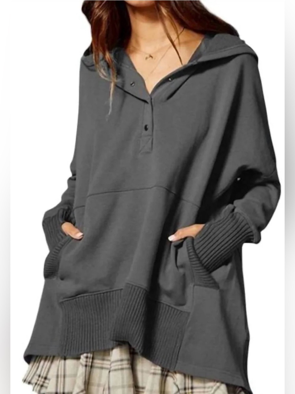 Bucketlist - Grey Oversized Hoodie NWOT 
Size Small but Oversized to Medium